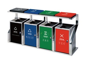 不銹鋼四分類垃圾桶果皮箱